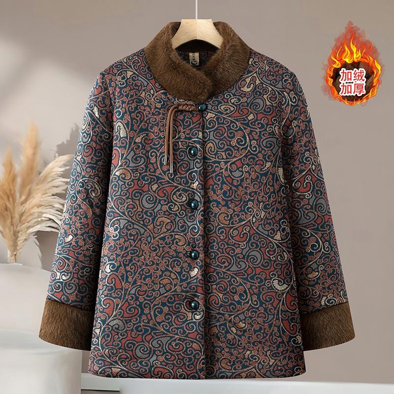 

Thickened cotton-padded clothes Winter cotton-padded clothes Women s velvet cotton-padded jacket Old lady thermal top 5XL [recommended 150-80kg] синий