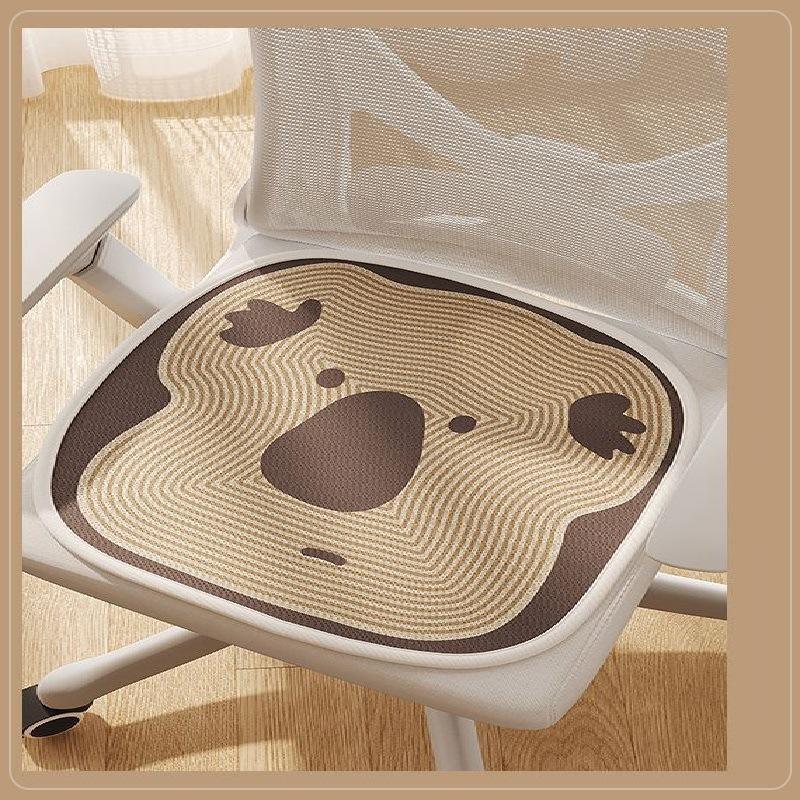 Cartoon Ice Silk Chair Sitting Cushion Pad Breathable Cool Feeling Office Sitting Chair Pad Stool Pad Soft Cool Mat Modern