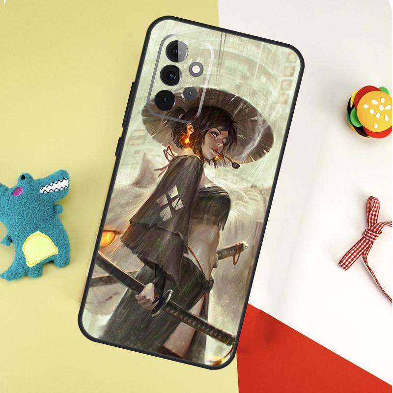 Anime Girl Samurai For Samsung Galaxy A22 A32 A52 A54 A34 A14 A55 A35 A15 A53 A33 A13 A05 A06 A16 Phone Case