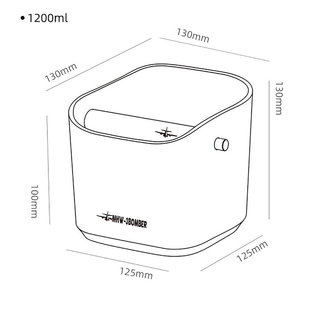 MHW-3BOMBER Knock Box, Espresso Coffee Knock Box, 1.2L Large Capacity, for Coffee Grounds, with Removable Silicone Bar for Quiet Operation, Suitable