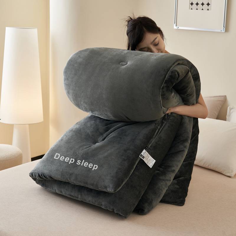 

New solid color autumn and winter student dormitory quilt milk fleece quilt double-sided fleece thickened quilt 150x200cm 2kg темно-серого