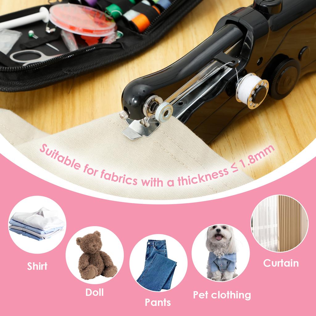 Portable Mini Electric Sewing Machine Handheld Sewing Machine with Bobbin for Needlework Handwork Home Travel Sewing Accessories