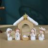 Christmas Nativity Figurines Resins Nativity Scene Statue with Stable Holy Family Statue Table Centerpieces Home Decors