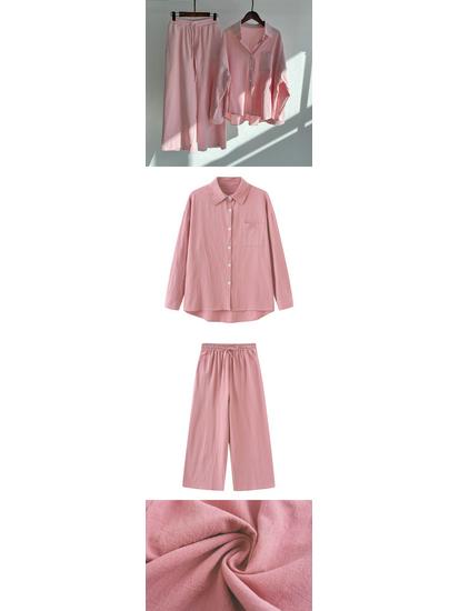 Women's Retro Plus Size 2-Piece Set: Cotton Linen Shirt & High Waist Wide Leg Pants