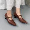 Fashion Cowhide Heel Women's Shoes Pointed Mary Jane Shoes Pointed Elegant Fashionable Comfortable