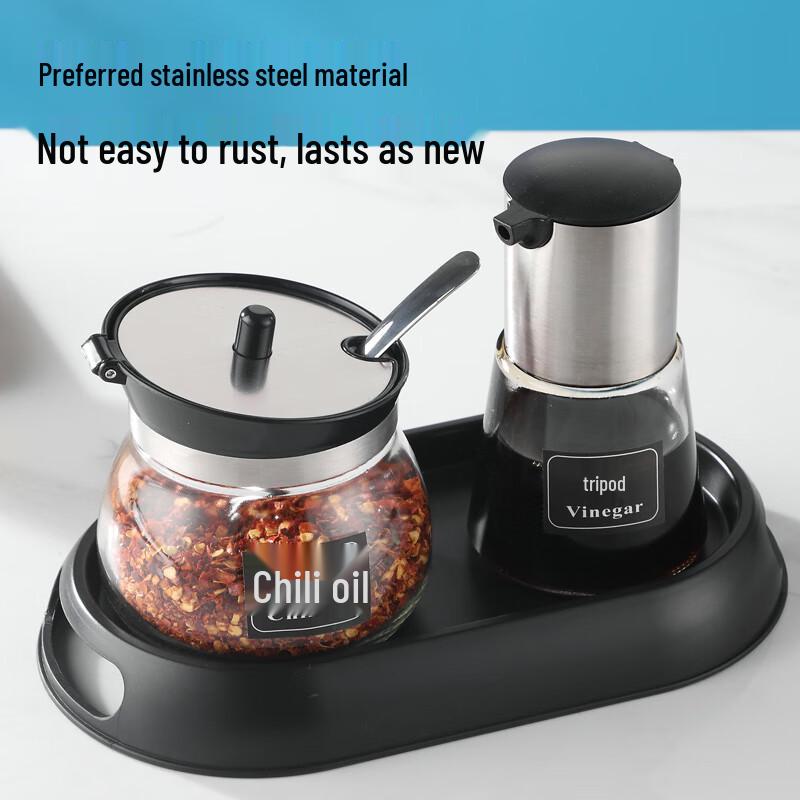 Yunshuang 3-Piece Stainless Steel Seasoning Set with 125ml Glass Jars