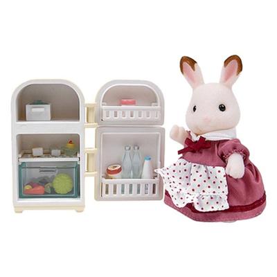 Sylvanian Family 5014 Chocolate Rabbit Mom and Refrigerator Figure 2202, 1 Set, Korean Popular Toys