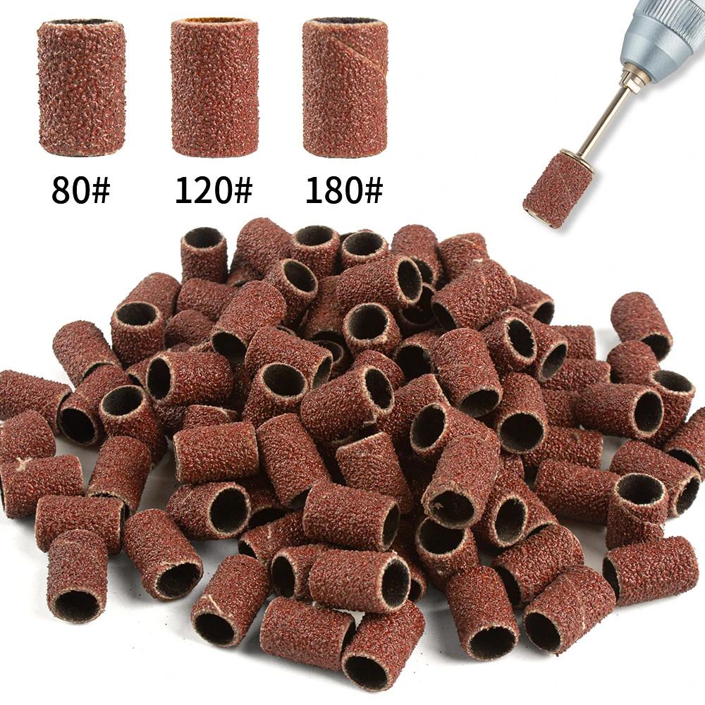 100Pcs Sanding Bands Grit File for Professional Manicure Pedicure Nail Electric Drill Machine Grinding Sand Ring Bit