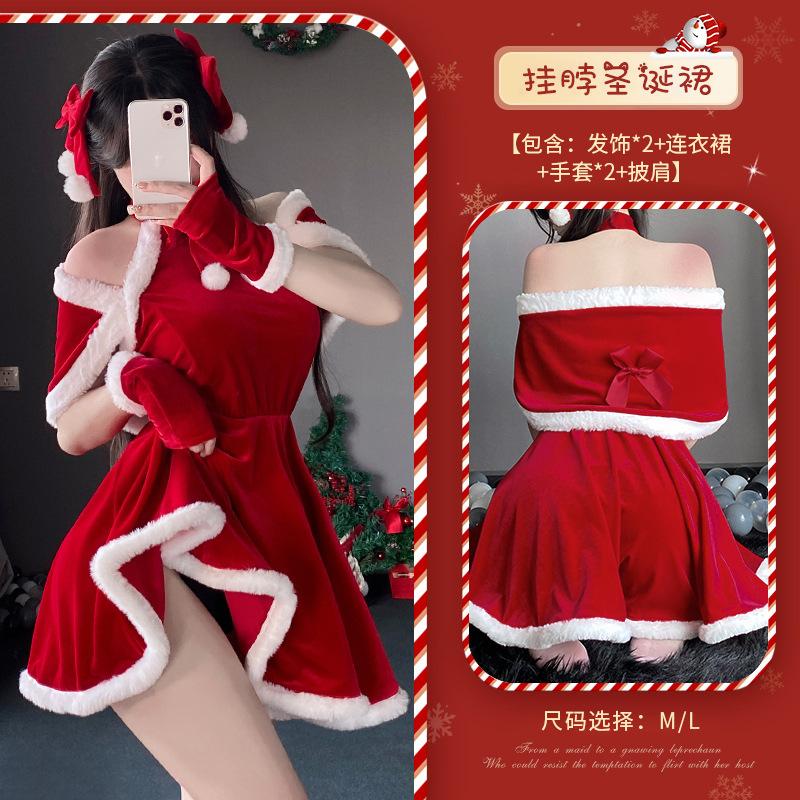 

Рождественское платье женское выступление co Новый год чистое желание платье сценическое женское выступление ведущего прямой трансляции костюмы M