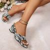 Fashion Square Headed High-heeled Slippers for Women 2025 New European and American Plus Size Zebra Print Thick Heel Sandals for Women