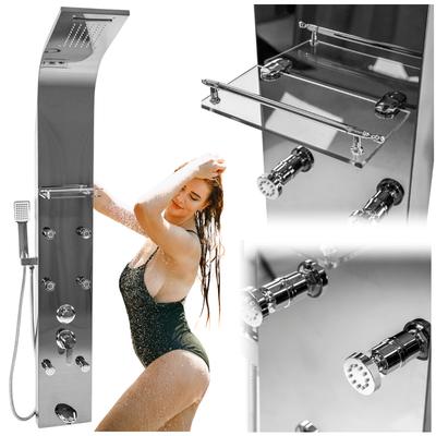 Chrome Shower Panel, Massage Function, Rain Shower Mixer