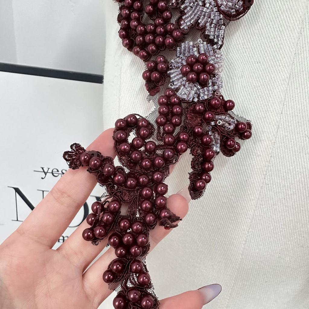 Solid Color Bead Embroidery Flower Cloth Sticker Lace Decoration Wedding Dress Skirt Clothing Diy Jewelry Accessories