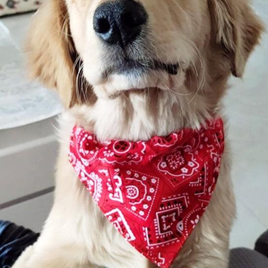 Dog Bandana Collar, Paisley Pattern Dog Bandana with D-Ring, No-Tie Adjustable Stylish Bandana Collar for Small Medium Large Dogs