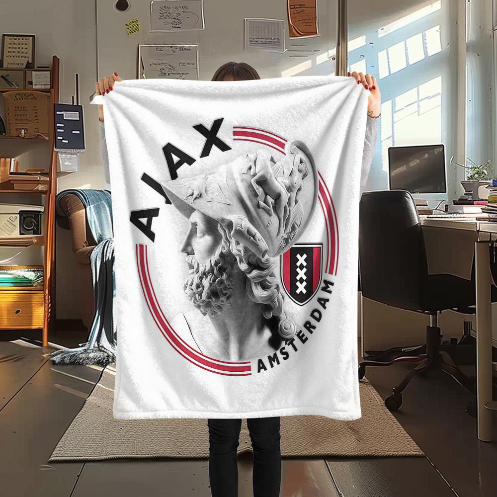Amsterdamsche Football Club Ajax Flannel Blanket, High quality Comfortable for All Seasons, Home Decor, Warmth and Comfort