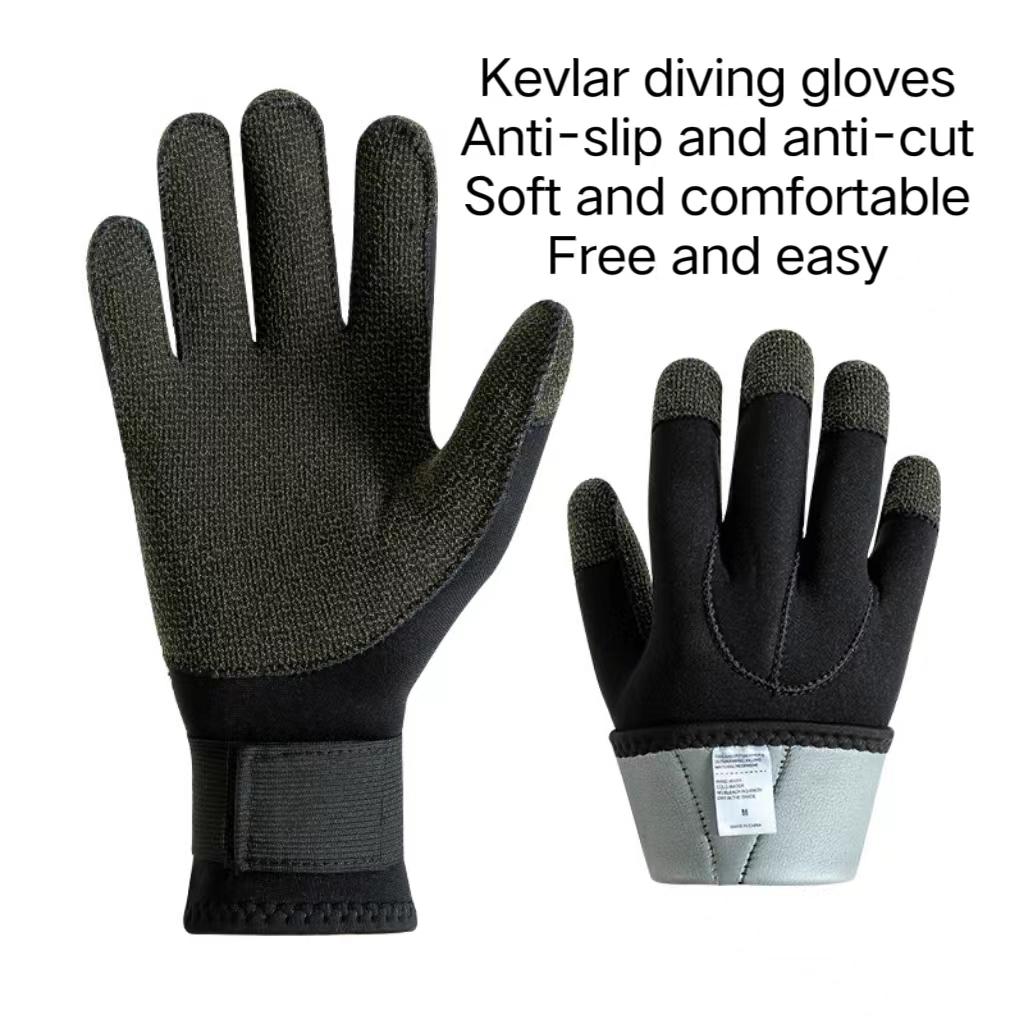 Guanti da Immersione in Kevlar 3mm Resistenti al Taglio Mantengono Caldo Neri Guanti da Piscina per Snorkeling Nuoto Divertimento Acquatico Accessori da Immersione