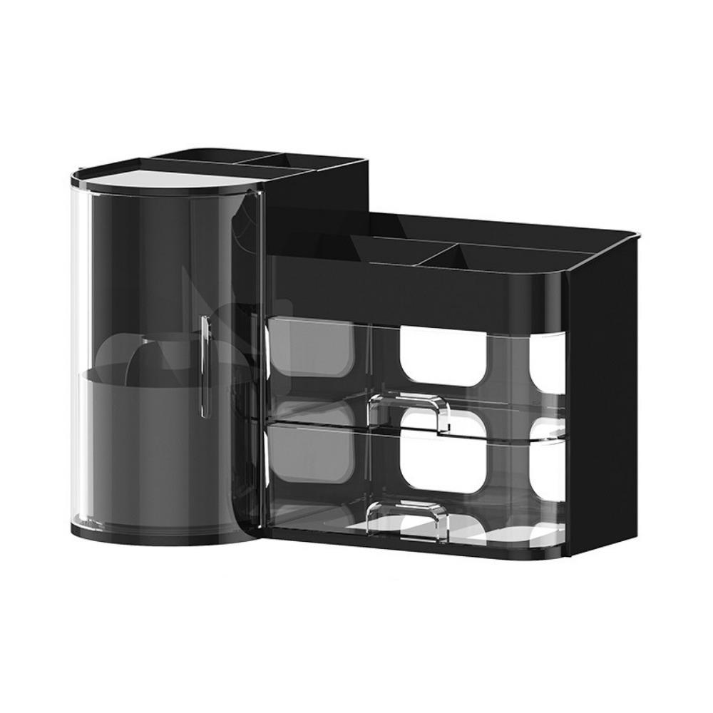 

Plastic Cosmetic Storage Box Large Capacity Skincare Display Cases Makeup Organizer for Vanity чёрный