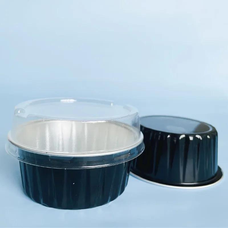 50Pcs Foil Ramekins Cupcake Baking Cups Holders Cases With Lid,Aluminum Foil Cupcake Liners,Muffin Liners Cups With Lid