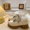 High-heeled Small Leather Shoes, Platform Mary Jane Women's Shoes 2025 New Versatile Bow Thick Heel British Style Heightening Single Shoes