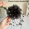 1Pc Elegant Mesh Flower Hair Clip For Women Elegant Pearl Tassel Shark Clip Fashion Girl Ponytail Clip Hair Accessories