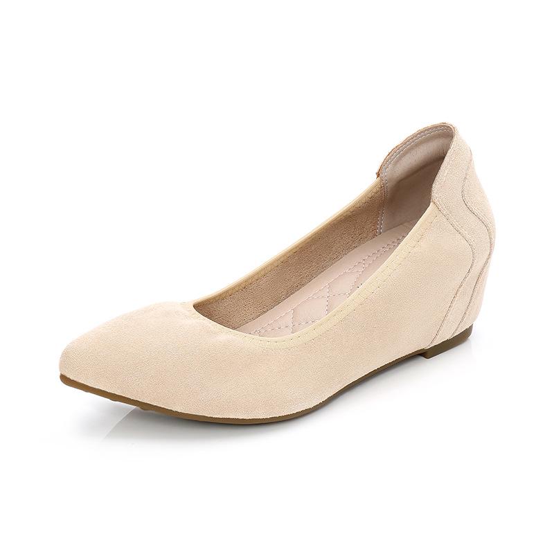 Schwarze Keilabsatzschuhe mit weicher Sohle für Damen - Höhensteigernd, Bequem für Büro und Flugbegleiter im Frühling und Herbst