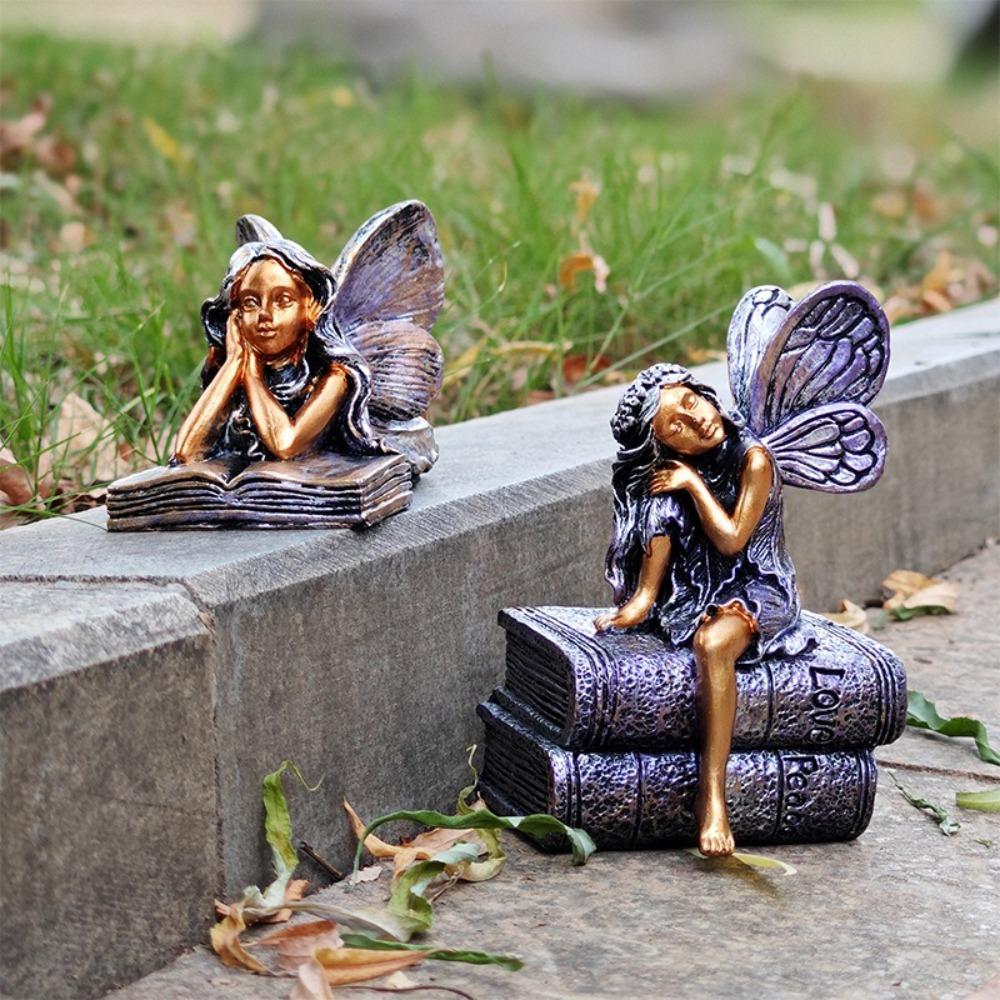 Handmade Fairy Figurines Funny Fairy Desktop Ornament Creative Angel Girl Statue Outdoor