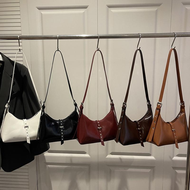 Autumn Vintage PU Hobos Shoulder Bags for Women Versatile Belt Design Ladies Crossbody Bag Simple Solid Color Female Handbags