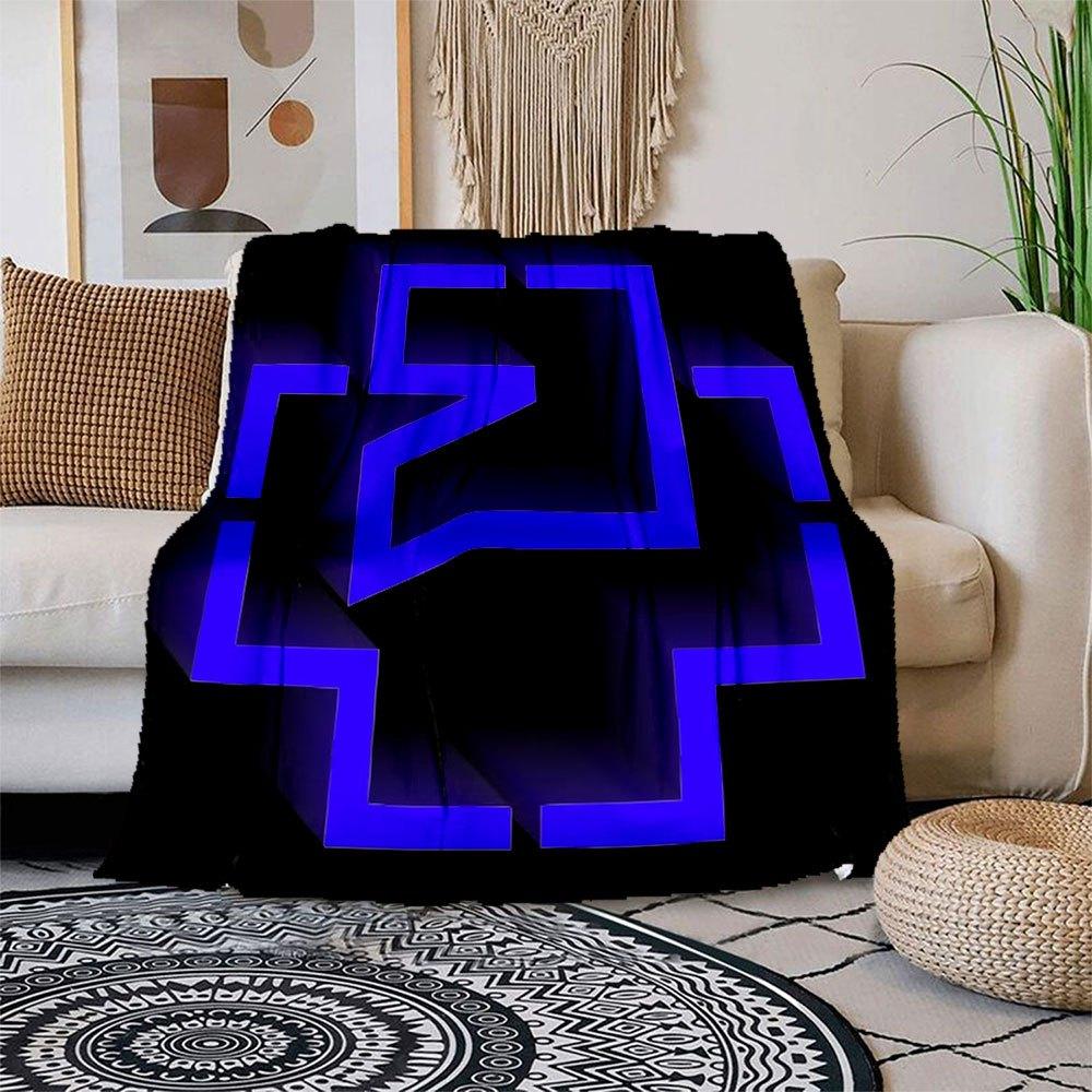 

Blue Glowing Squares Light Up Wall Art DecorBlanket Flannel Throw Blanket for Sofa, Bed, Travel, Camping, Office, Couch, Chair, And Bed Gift 150x180cm