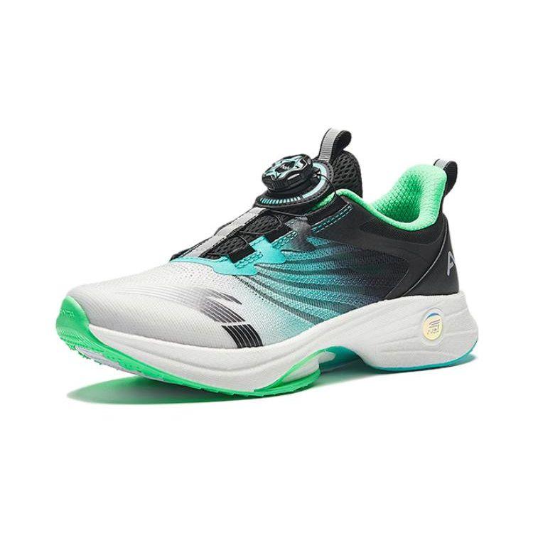 Anta Kids Non-Slip Shock Absorbing Low-Top Running Shoes Kids sneaker Black White Green 312335505-6