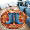 Cowboy Boots Round Area Rug,Carpet Rug for Living Room Bedroom Sofa Playroom Decor,Non Slip Floor Mat