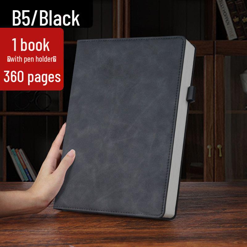 Extra Thick Soft Leather Business Meeting Notebook, Large Size