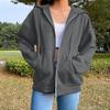 Women's Fashion Casual Solid Color Sweatshirt Autumn/Winter Long Sleeve Pocket Cardigan Jacket Zipper Hoodie Coat