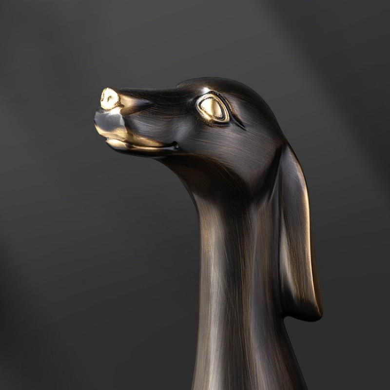 Brass Zodiac Dog Figurine Desktop Decor Office Home Decoration Chinese Style Metal Animal Ornament Gift