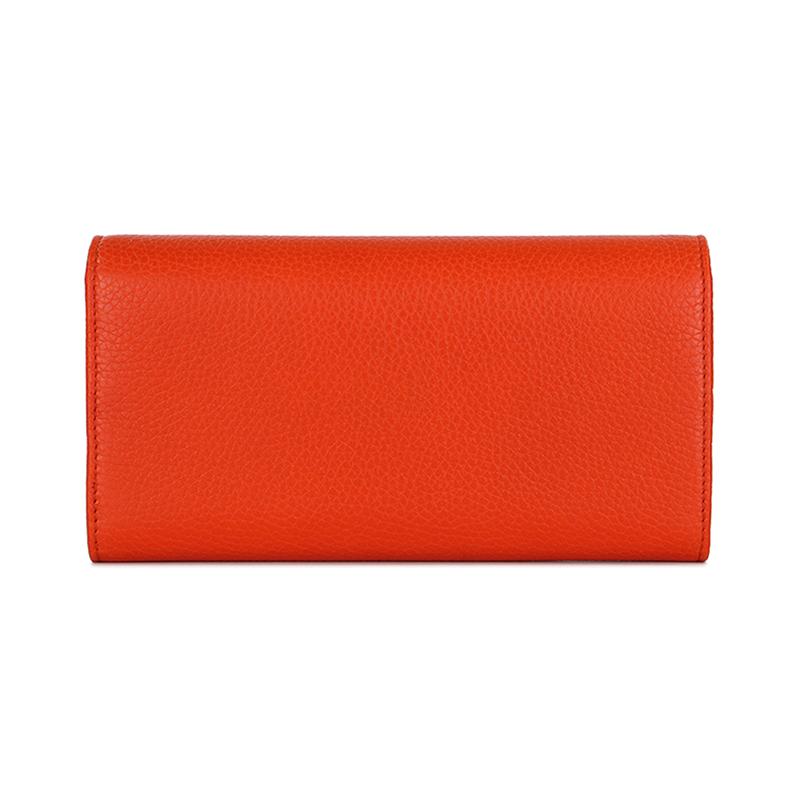 Gucci Soho embossed logo long flip leather wallet wallet for women orange red classic recommendation