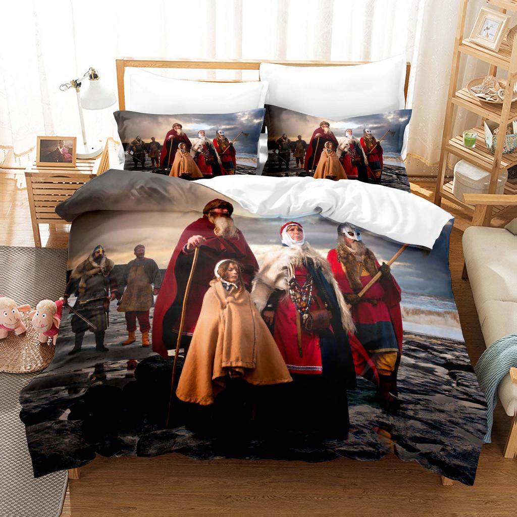 Vikings Bedding Set TV Drama Scene Prints Duvet Cover Pillowcase Quilt Cover For Girls Boys Teen Bedroom Decor Single Double