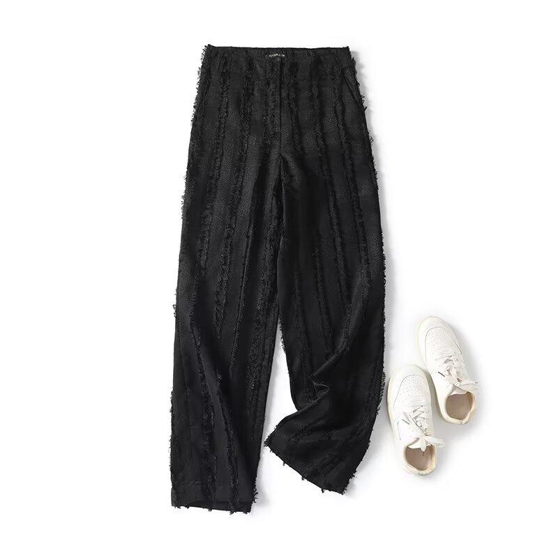 

Spring 2025 Women s High-Waist Loose Tassel Straight-Leg Pants: Chic & Casual S