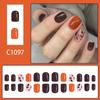 Fashionable Press On Nail With Sparkling Fall Leaves Design Reusable Artificial Nail For Daily Wear