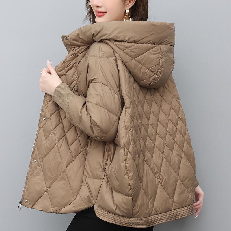 

Women s Mid-Length Lightweight Down Jacket - 2024 Winter Loose Fit, Versatile, Small Size, Mom-Style Duck Down Coat XL кофейный