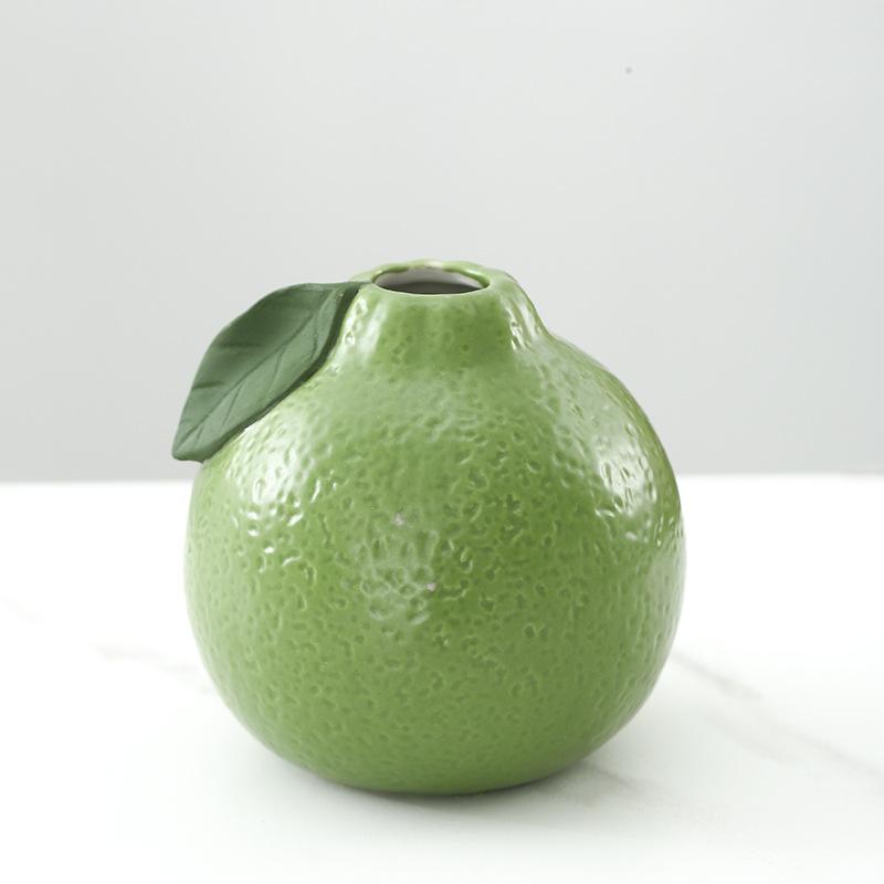 Orange Ceramic Vase Simulated Fruit Statue Pomelo Flower Arrangement Accessories Flower Vase Orange Pot Home Decoration