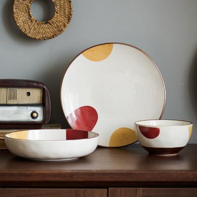 New Year'S Flavor Is Getting Stronger, Japanese-Style Ceramic Plates, Household Dishes, Pasta Plates, Retro Shallow Plates, Steak Plates, Tableware