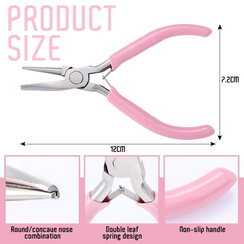 Pink Round Concave Pliers Wire Looping Mini Precision Pliers Wire Bending Tools for DIY Jewelry Making Eye Hobby Projects