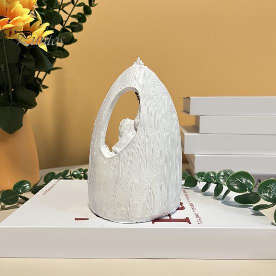 Resin Nativity Decoration Holy Family Figurine Advent Statue Joseph Virgin Mary Birth of Jesus Sculpture Home Office Desktop Ornament Scene Decor