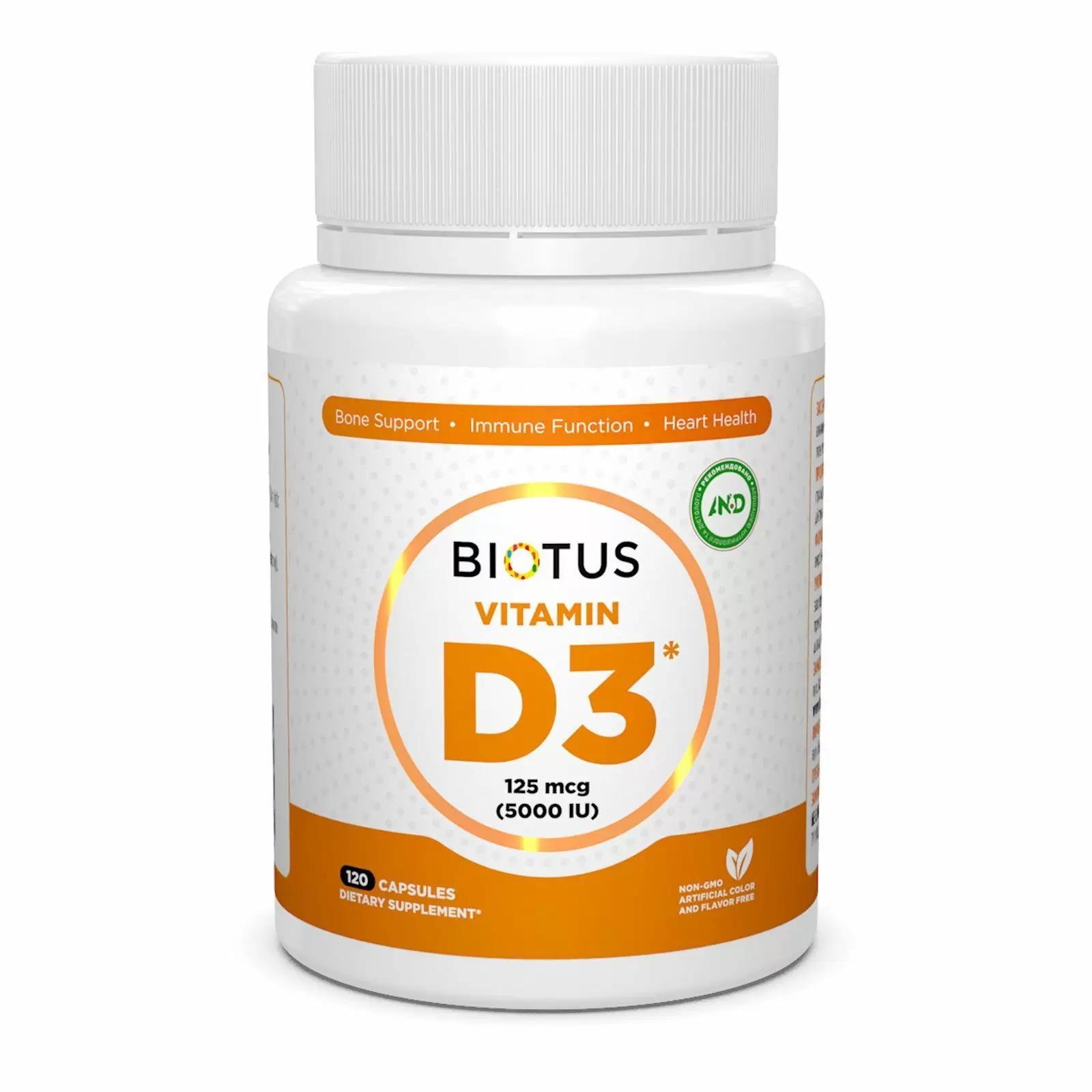 

Biotus- Vitamin D3, 5000 MO 60 caps