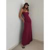 Elegantes Slim Fit Solid Sexy Party Langes Kleid Damen Casual Straps Rückenfreies Kleid für Damen Sommer Neue Hohe Taille A-Linie Ärmelloses Damenkleid 26383