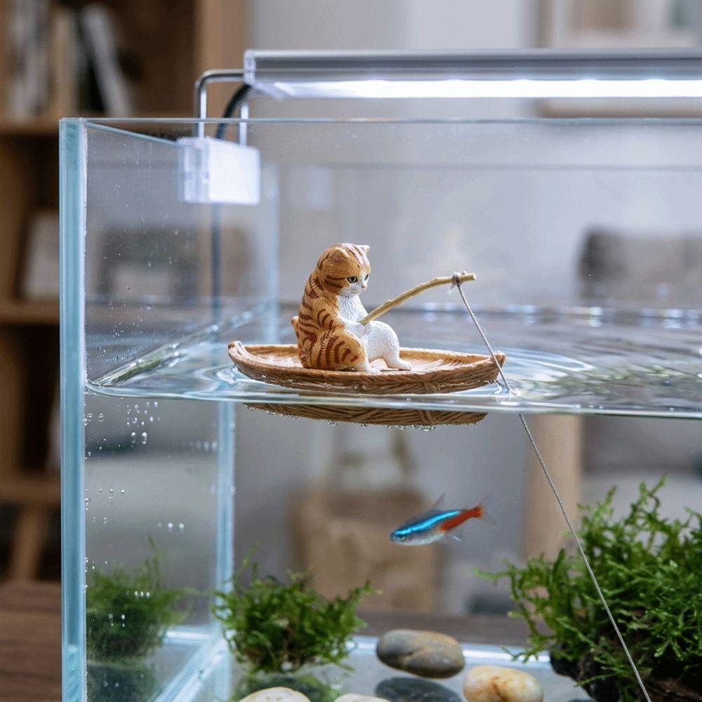 Mini Size Fish Tank Ornament Resin Material Cat Figurine Home Decor Aquascape Ornament  Home Decor