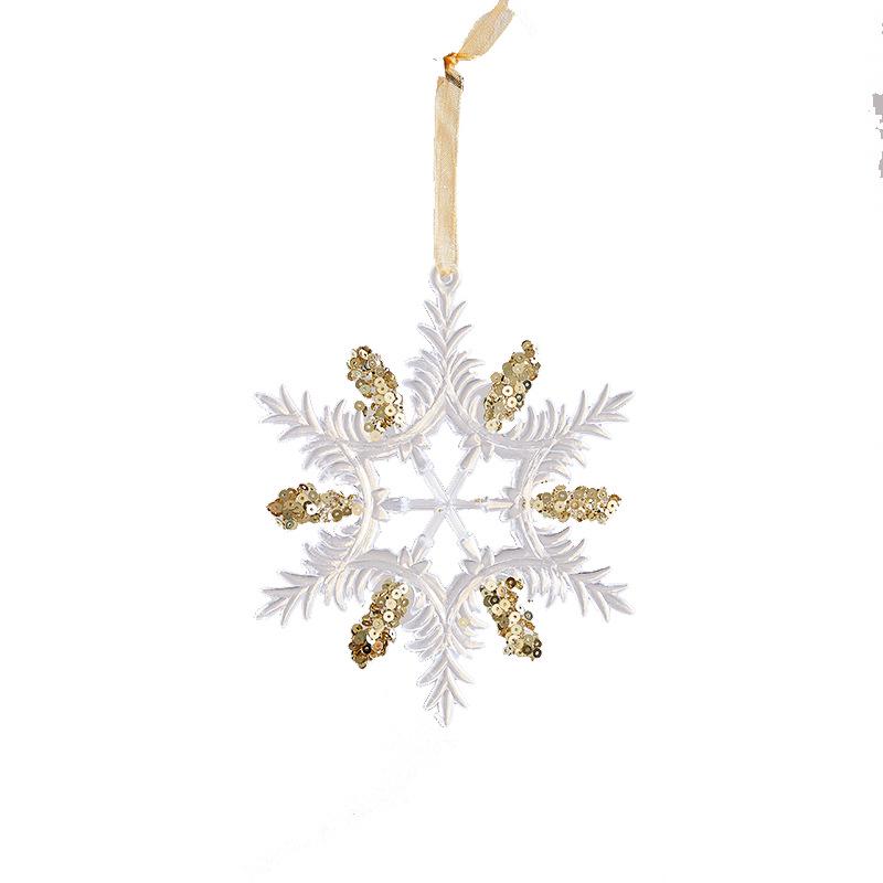 Gold-Edged Acrylic Snowflake Christmas Tree Pendant for Window Display