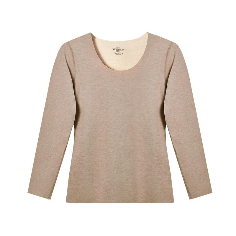 Ropa interior térmica para mujer, ropa de otoño sin costuras para mujer con una base gruesa de cachemira, lana individual de otoño e invierno otoño