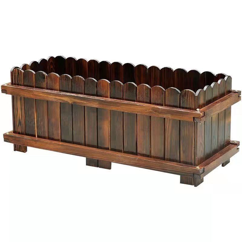 Large Outdoor Rectangular Planter Box - Solid Wood, Anti-Corrosion, Ideal for Flowers or Vegetables On Balcony or Courtyard