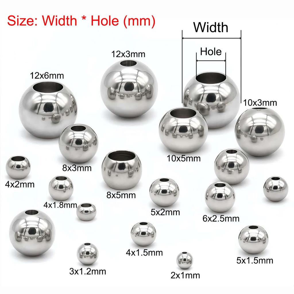2-12mm Stainless Steel Beads for Jewelry Making Loose Spacer Metal Beads DIY Bracelet Necklace Bracelets High Quality Wholesale