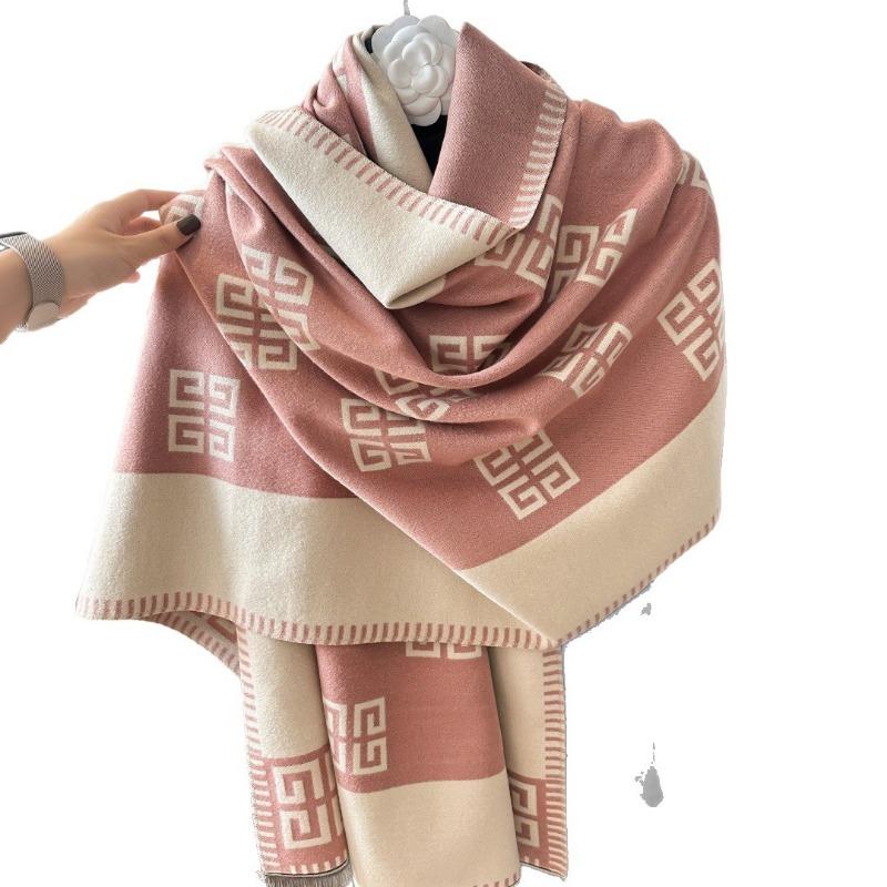 Fashion light luxury autumn and winter imitation cashmere scarf women's warm high-end shawl versatile and thickened scarf