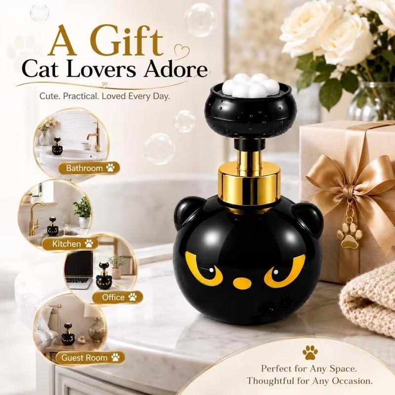 1-10PCS Cat Paw Print Foaming Soap Dispenser Refillable Black Kitten Hand Wash Bottle for Bathroom Countertop Halloween Decor